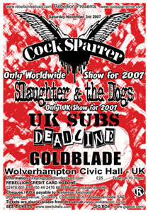 Cock Sparrer + Slaughter & the Dogs + UK Subs + Deadline + Goldblade + Riot Squad