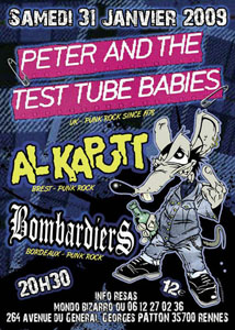 Peter & the Test Tube Babies + Al Kapott + Bombardiers au Mondo Bizarro à Rennes le 31/01/2009